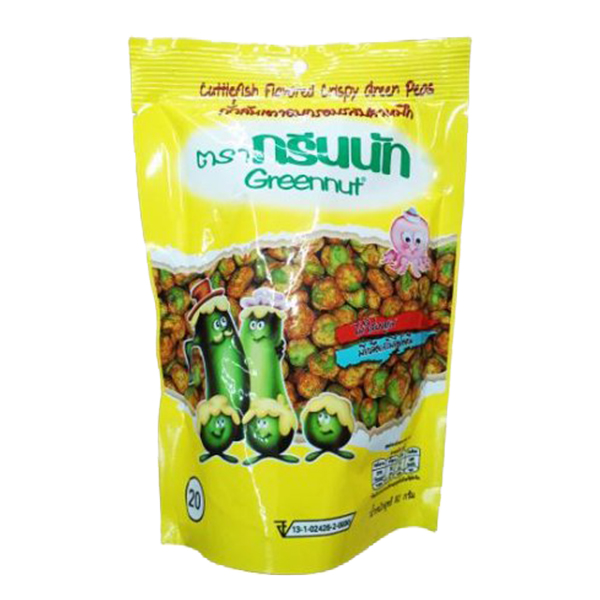 Green Nut, Baked Crispy Peas, Squid Flavor, 40 g.