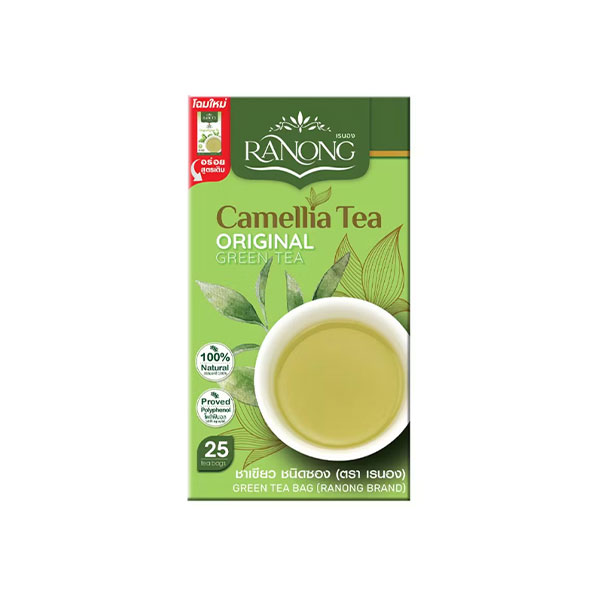 Ranong Camellia Original Green Tea Bag 100% Natural 25 sachets x 2 g. (50 grams)